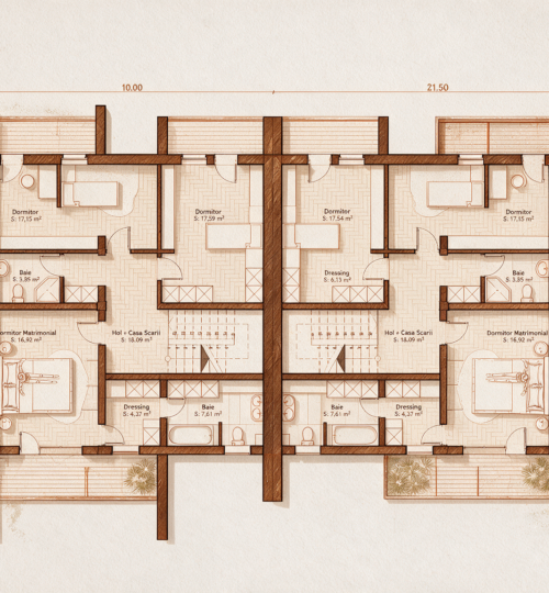 Proiect pentru Duplex în or. Chișinău (parter + 2 etaje 394 mp)
